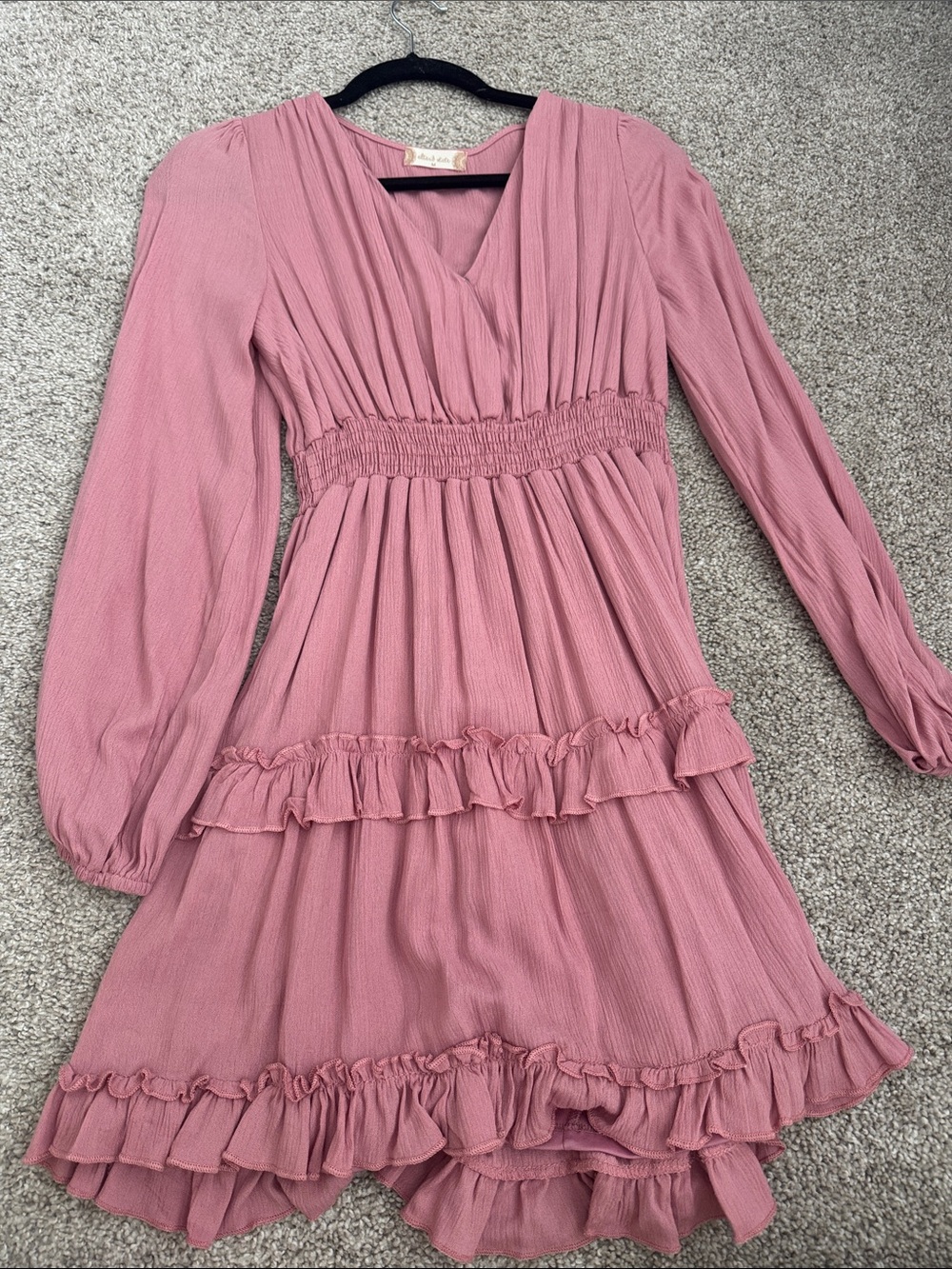 Altar'd State Mauve Pink Ruffled Midi Dress